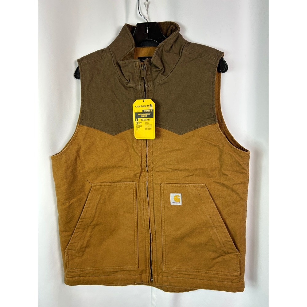 Carhartt Montana Rugged Flex Duck Vest Mens Medium Brown Two-Tone NWT